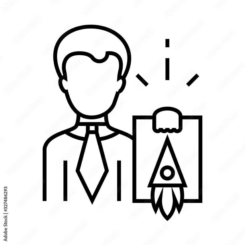 Launch plan line icon, concept sign, outline vector illustration, linear symbol. Launch plan line icon, concept sign, outline vector illustration, linear symbol.