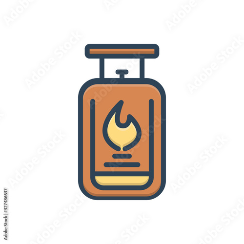 Color illustration icon for gas flame