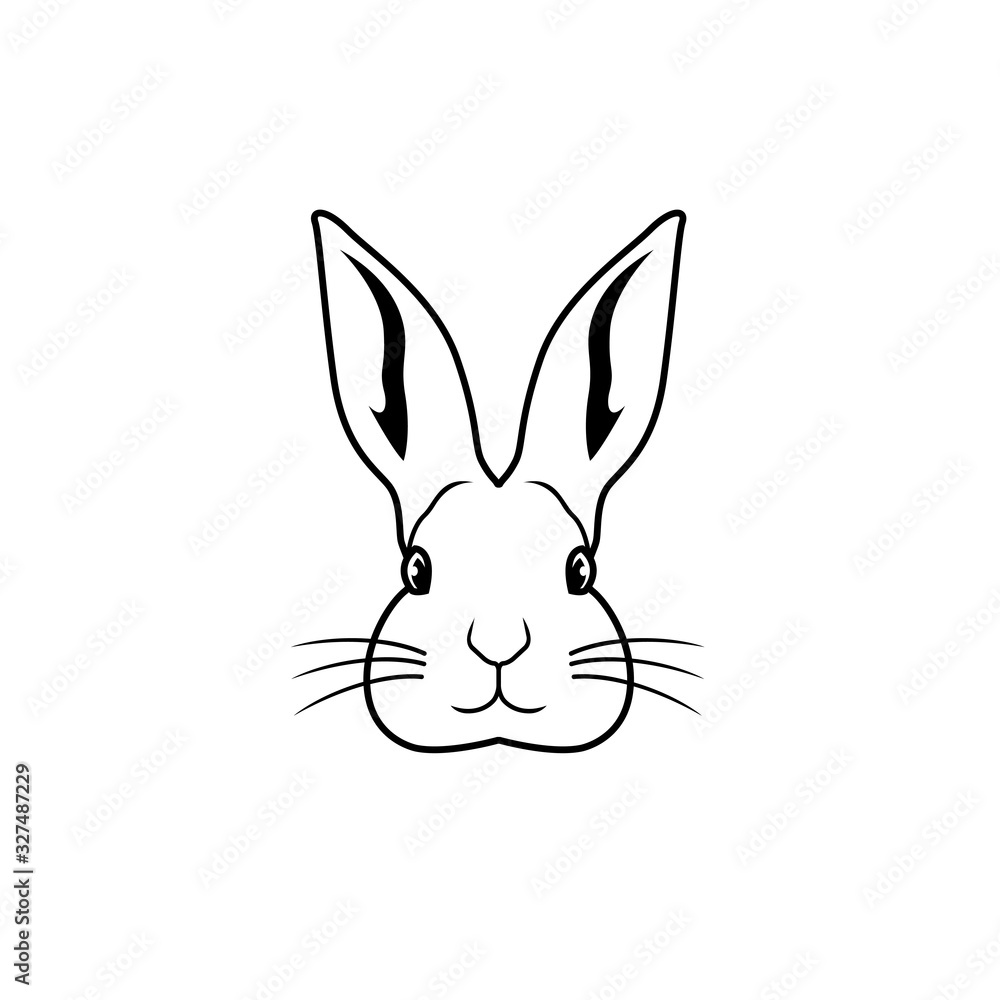 Fototapeta premium Head rabbit cartoon drawing