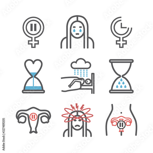 Menopause line icons. Woman Sickness. Vector signs for web graphics