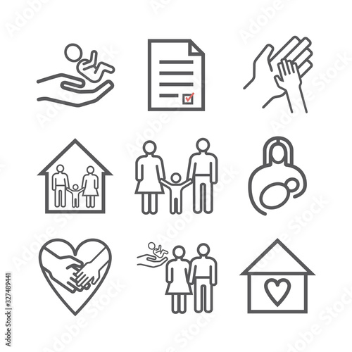 Adoption line icons set. Vector signs for web graphics
