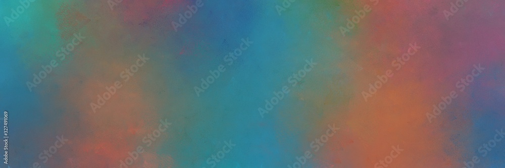 dim gray, teal blue and pastel brown colored vintage abstract painted background with space for text or image. can be used as horizontal background texture