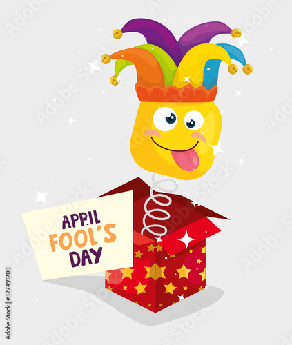 april fools day with surprise box vector illustration design