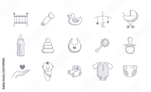Baby Related Icons Set. Vector Illustration