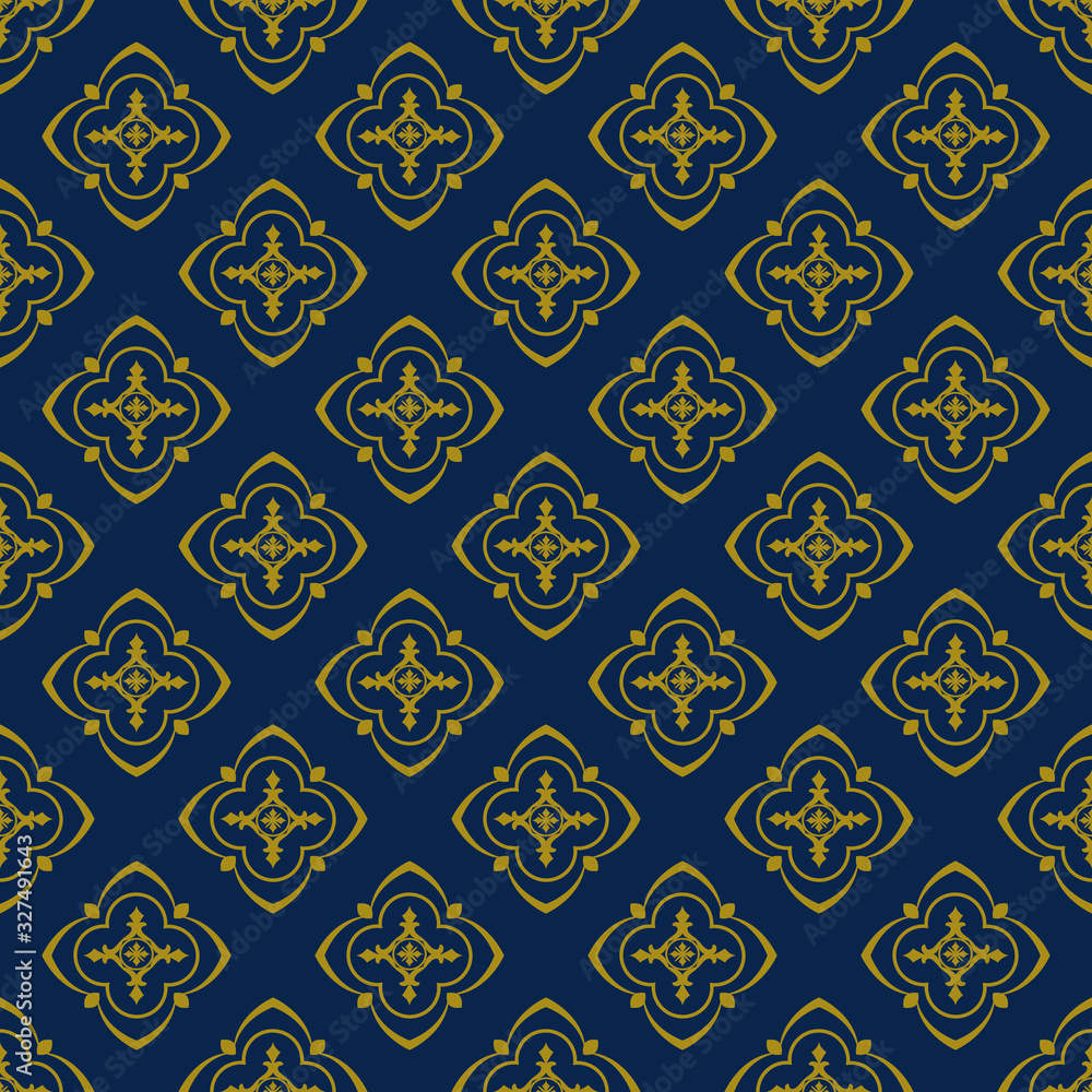 Fototapeta premium Dark blue background with beautiful golg ornament