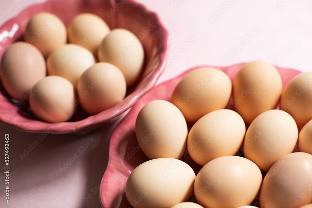 Easter background with Easter eggs. Top view Easter background with Easter eggs. Top view
