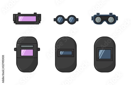 vector illustration safety goggles and welding helmet 