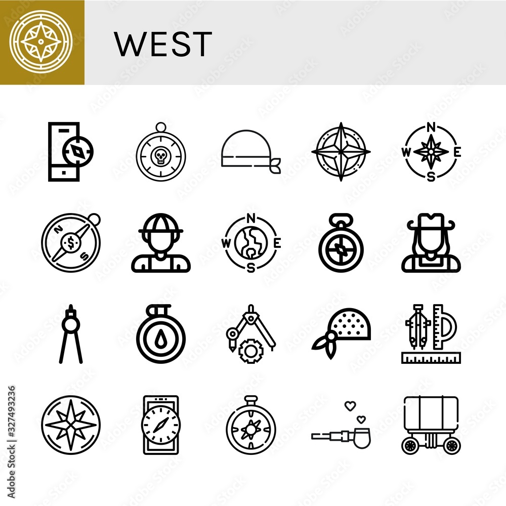 west simple icons set