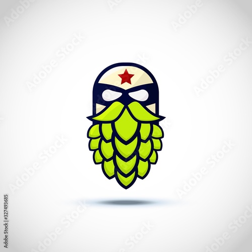 vector illustration logo icon character beer beard hops man head