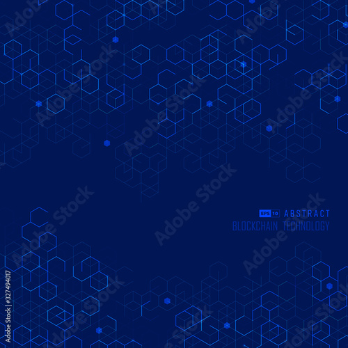 Abstract blue hexagonal pattern design of technology artwork template background. illustration vector eps10