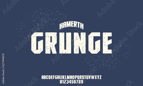 Tablou pe pânză vintage grunge font, textured typeface multipurpose vector alphabet set