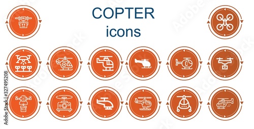 Editable 14 copter icons for web and mobile