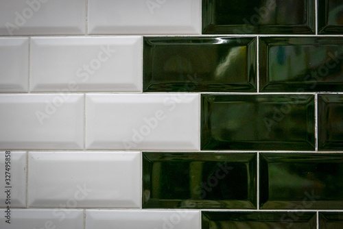 Green and white ceramic bri...