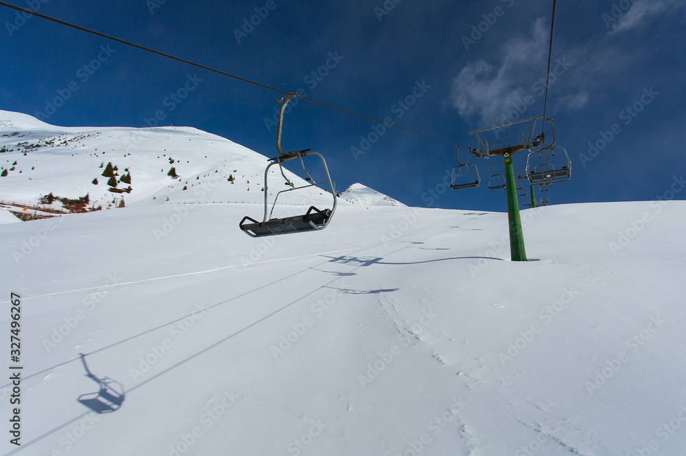 ski lifts on a bright sunny day