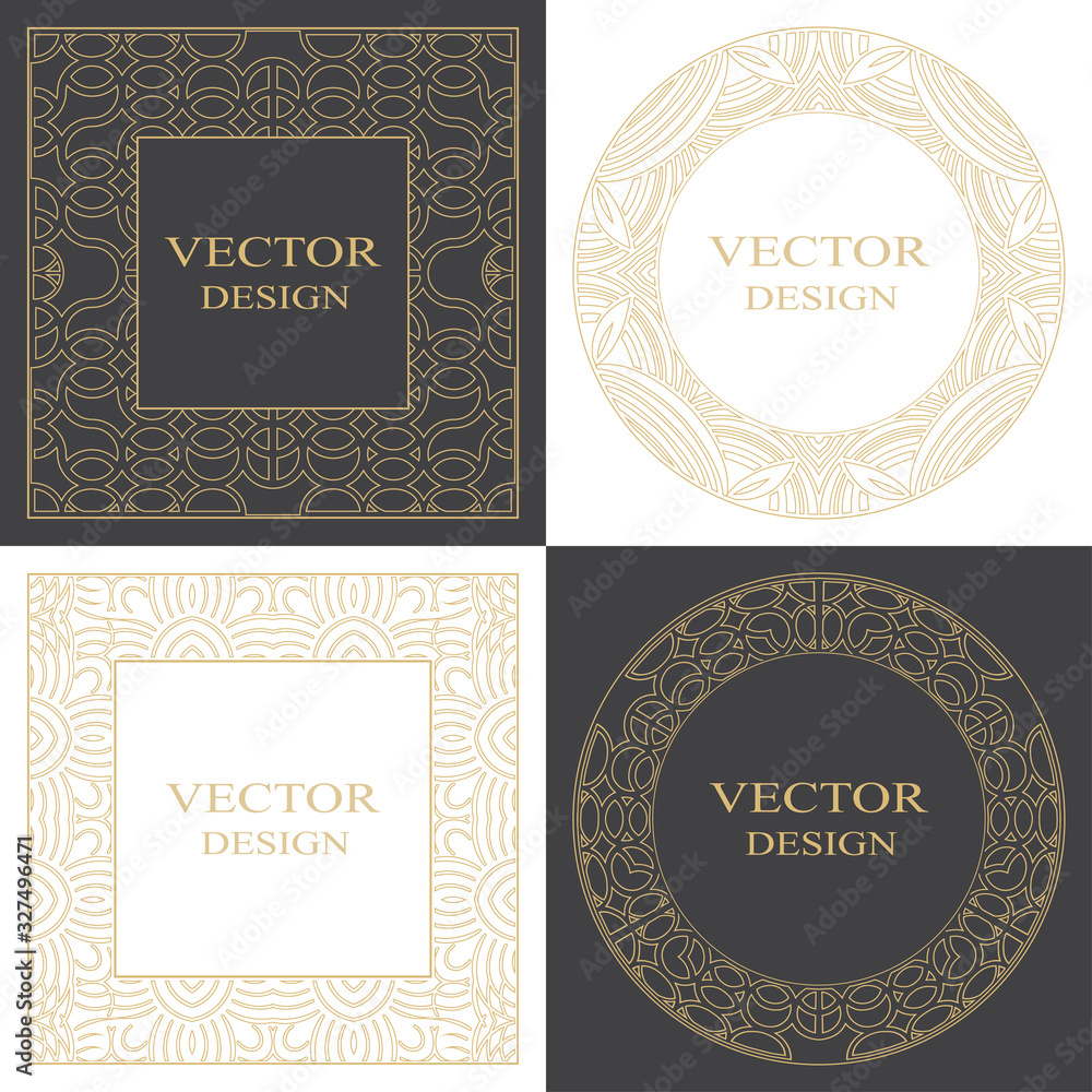 A set of rectangular and round baroque ornament. A set of rectangular and round baroque ornament.