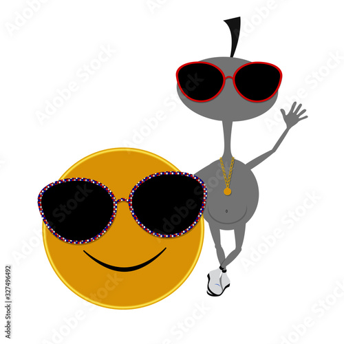 Emoticon emoji Faccina con occhiali da sole con omino stilizzato