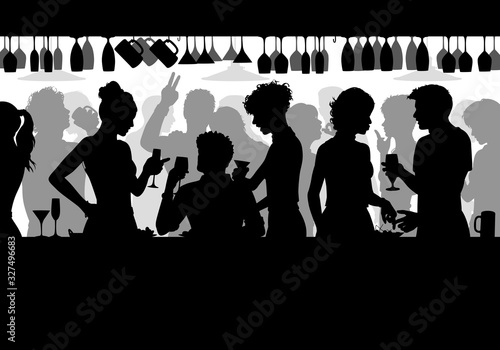 Bar scene silhouette