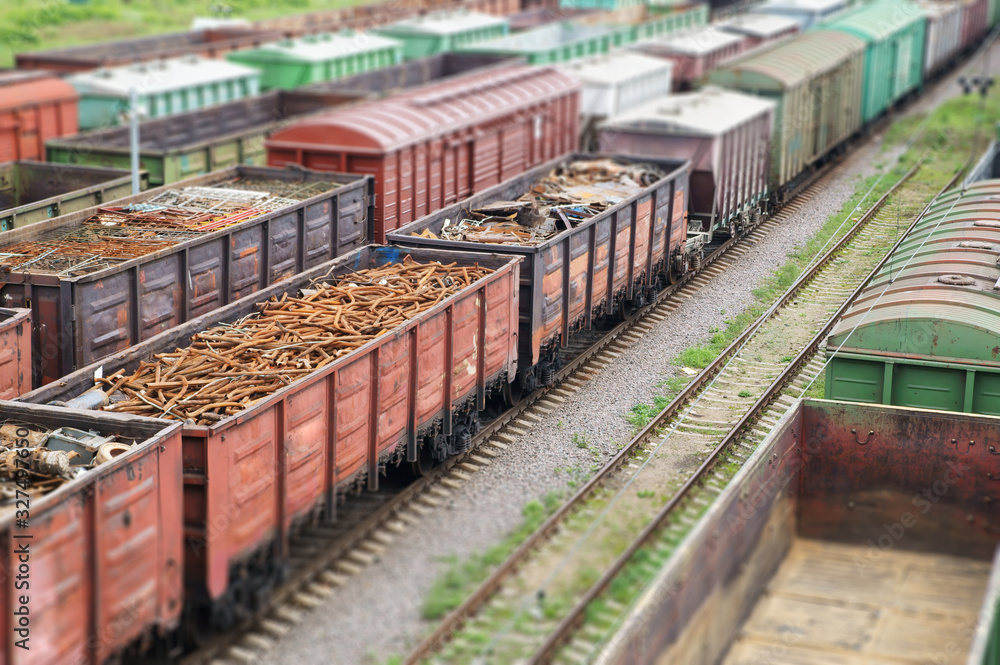 Freight trains with tilt-shift effect Freight trains with tilt-shift effect
