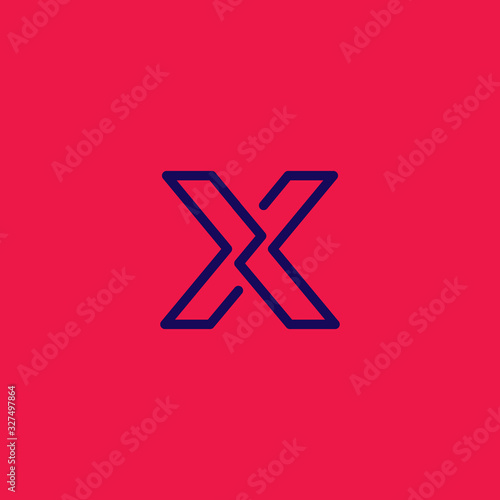 x logo initials, line art outline style