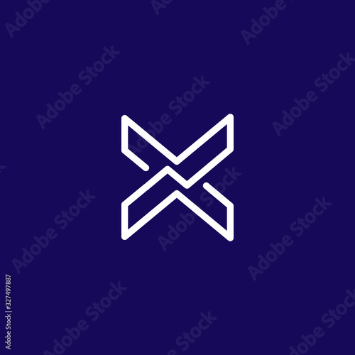 x logo initials, line art outline style