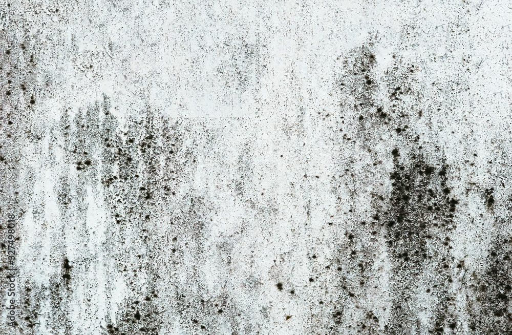 Gray embossed wall with black spots. For the background. Gray embossed wall with black spots. For the background.