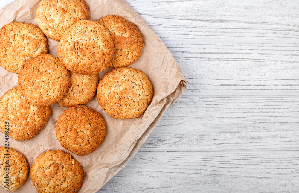 delicious cookies on a white wooden board delicious cookies on a white wooden board