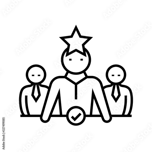 Responsible employee line icon, concept sign, outline vector illustration, linear symbol.