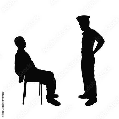 Police man and suspect silhouette