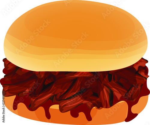 Chopped Beef Barbecue Sandwich with Barbecue Sauce