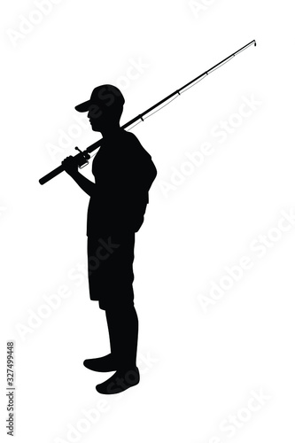 Man with fishing pole silhouette