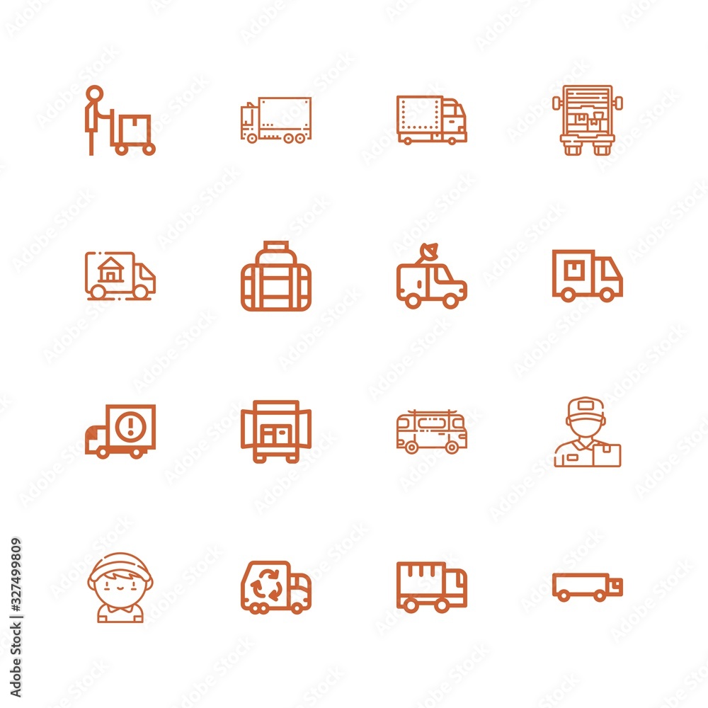 Editable 16 lorry icons for web and mobile Editable 16 lorry icons for web and mobile