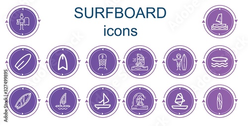 Editable 14 surfboard icons for web and mobile