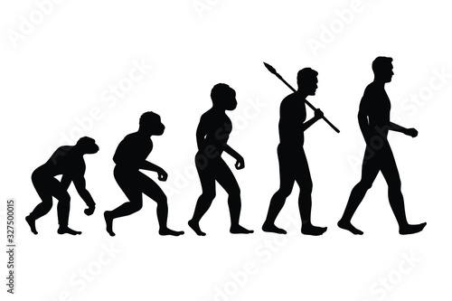 Revolution of human to handsome man silhouette