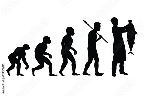 Revolution of human to cook silhouette