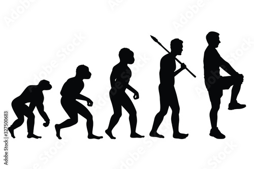 Revolution of human to young boy silhouette