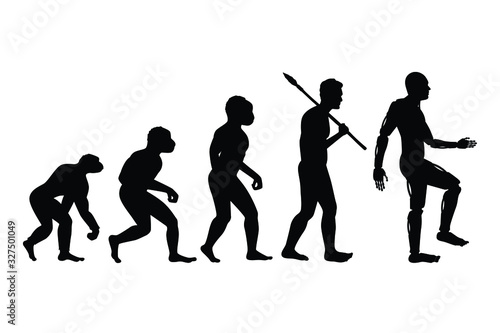 Revolution of human to robot silhouette