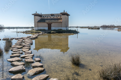 Wetlands or lagoons of Villafafila bird watching place in the province of Zamora (Spain) photo