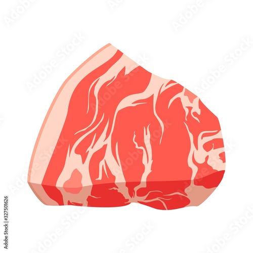 Fresh pork meat tenderloin with a layer of bacon and juicy soft boneless fillet isolated on white background. Vector illustration