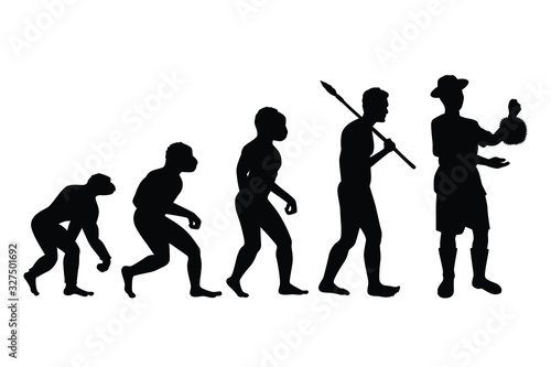 Revolution of human to gardener silhouette