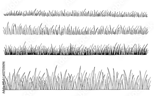 Grass set graphic black white isolated sketch illustration vector