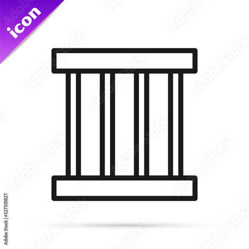 Black line Prison window icon isolated on white background. Vector Illustration