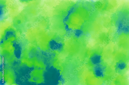 Green watercolor background Modern watercolor drawing background in green and blue colors. Colorful random paint mix pattern. Mixed media illustration