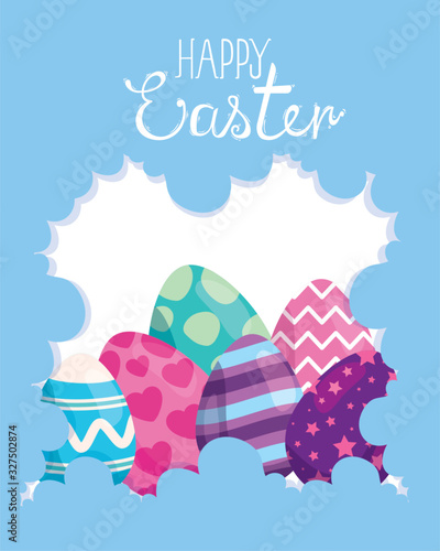 happy easter card with eggs decorated design
