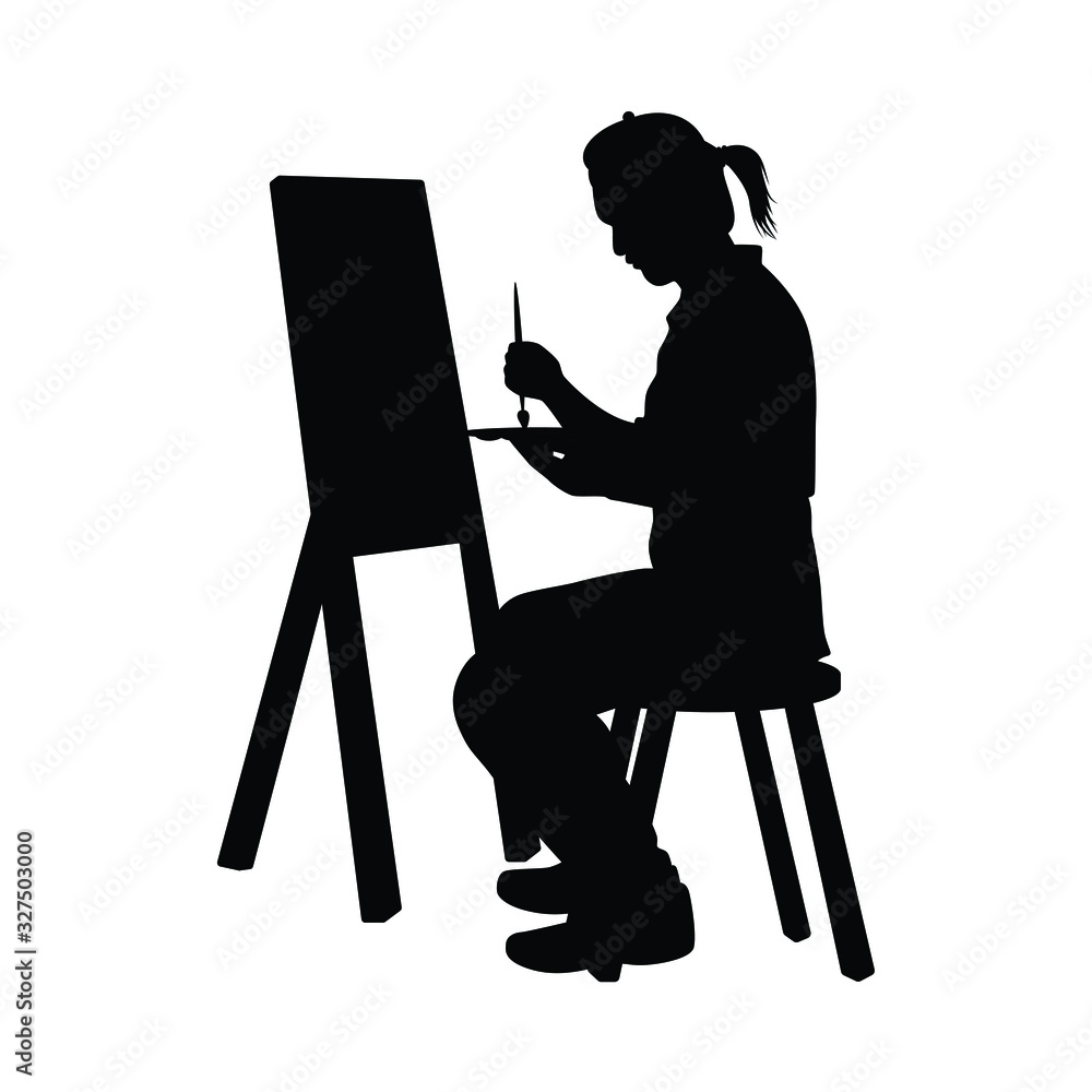 Fototapeta premium Painting artist silhouette vector