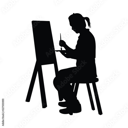 Painting artist silhouette vector