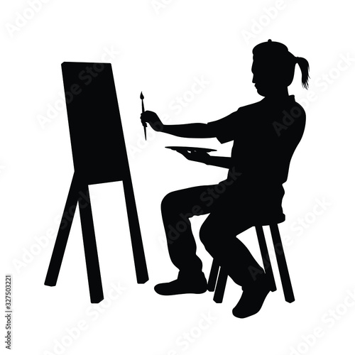 Painting artist silhouette vector