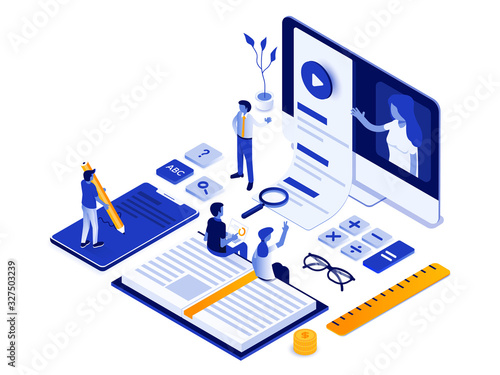 Modern Isometric Illustration design - Online Education