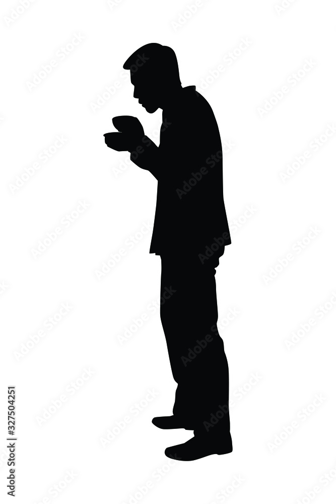 Business man with coffee cup silhouette Business man with coffee cup silhouette
