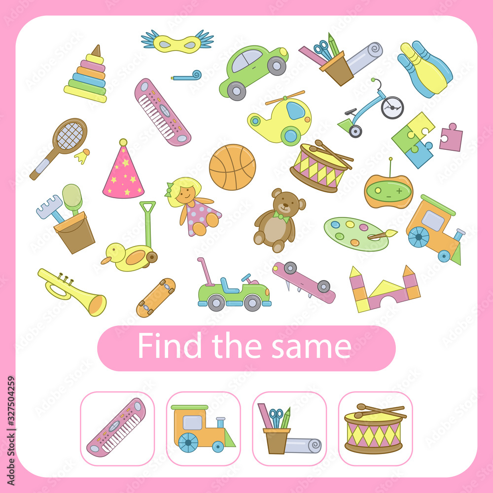 Find the same toys as the ones in the squares