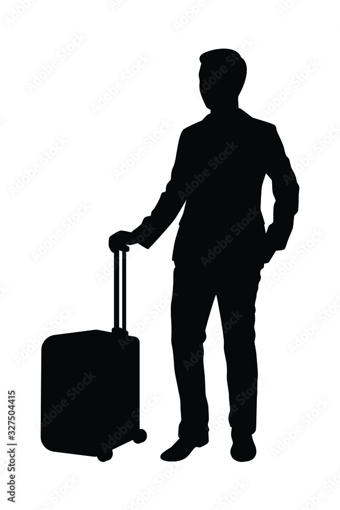 Business man with suitcase silhouette Business man with suitcase silhouette